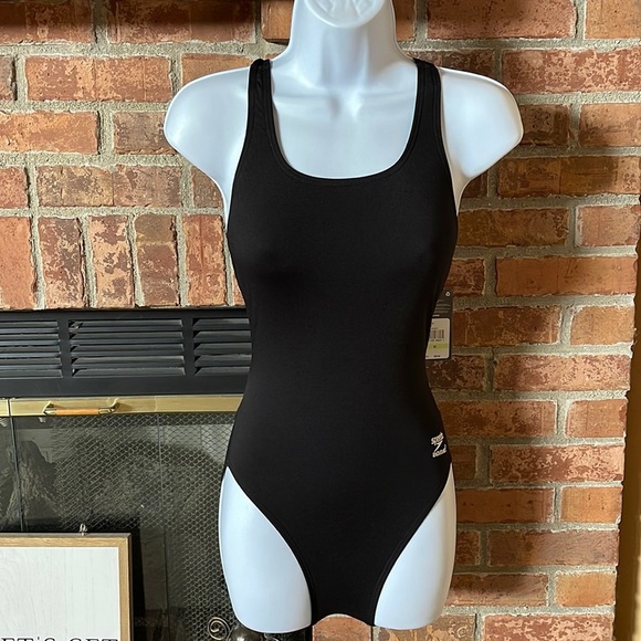 NWT Speedo Endurance+ Black Swimsuit - Picture 1 of 7